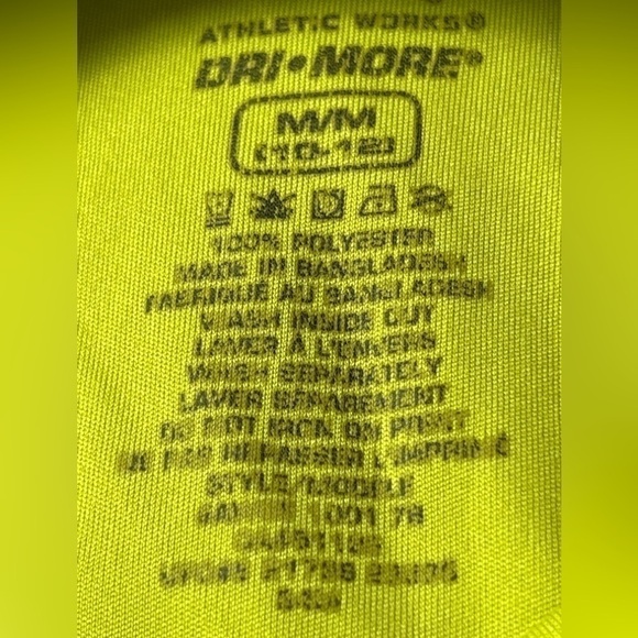 Athletic Works Drifit Athletic Boy’s Short Sleeved Yellow Top - Picture 2 of 4